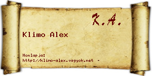 Klimo Alex névjegykártya