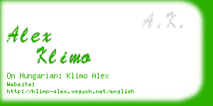 alex klimo business card